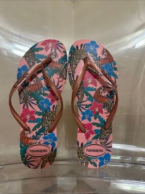 NEW Havaianas Slim Tropical flip-flops in "Ballet Rose"